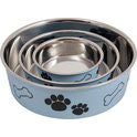 Honden/katten voer/water bakken Jack and vanilla voer/waterbakken pootprint bot blauw