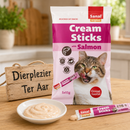Katten snoepjes snackjes Sanal kat Cream Sticks zalm, 5×15 gram.
