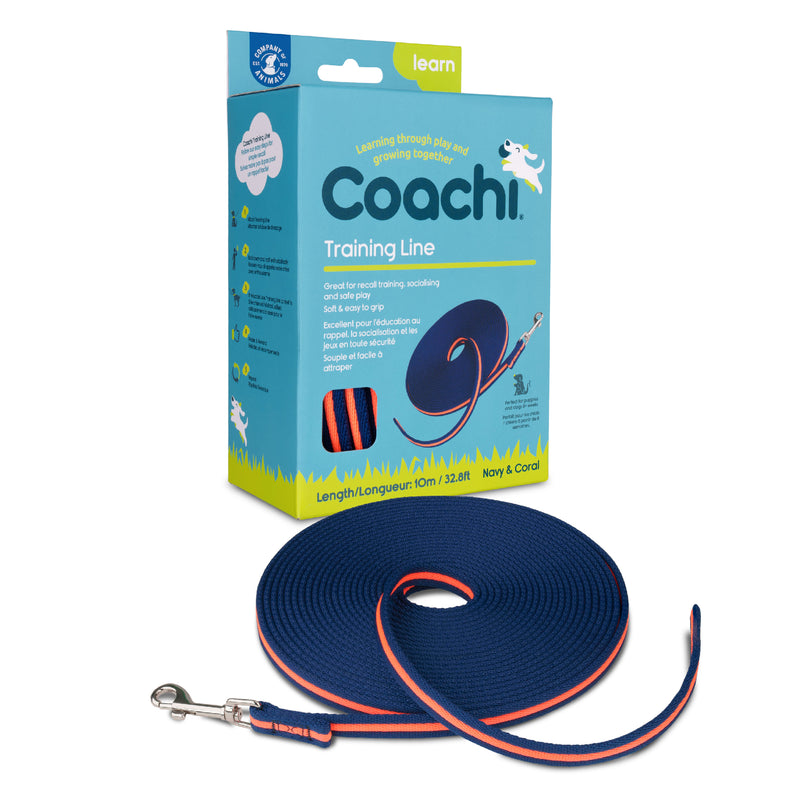 Lange Lijn Coachi training line 10mtr. Navy&coral