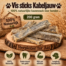 Honden Snacks 100% natuurlijke gedroogde  Vishuid sticks Kabeljauw Extra grof  200 gram
