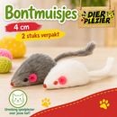 Kattenspeelgoed Boon kat speelgoed bontmuis 4cm grijs/wit kaart a 2 stuk