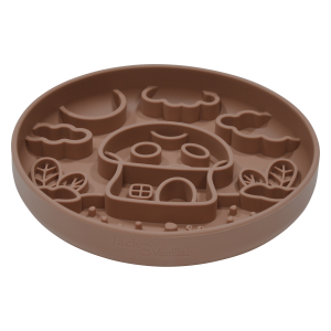Voederbakken/Waterbakken JV House of Colors BONAPP(5th) Voerbak Paddenstoel huis antislip Siliconen Slow Feeder Hondenkom met Zuignap Bruin Ø20×4 cm