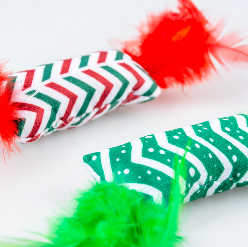 kattenspeelgoed kerst zachte knuffel met veren 2 stuks