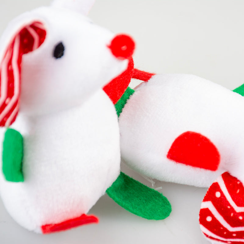 kattenspeelgoed kerst zachte bonte muizen 2 stuks