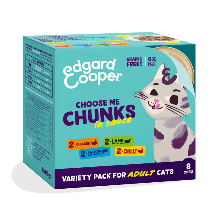 Kattenvoeding natvoer Edgard & Cooper Cat Adult Multipack Chunks In Sauce