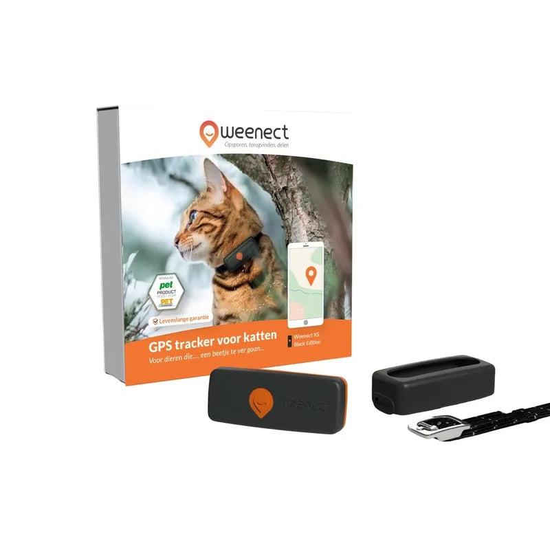 Honden/katten halsbanden GPS tracker voor katten - Weenect XS Zwart