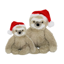 Honden speelgoed kerst luiaard pluche met kerstmuts beige 32/40 cm