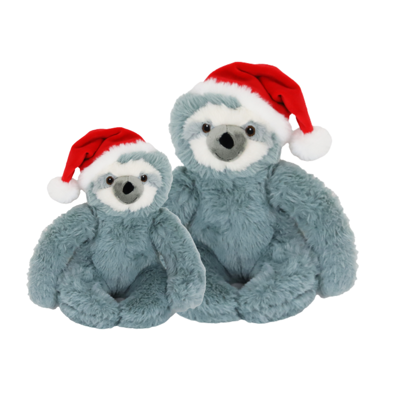 Hondenspeelgoed kerst luiaard pluche met kerstmuts grijs