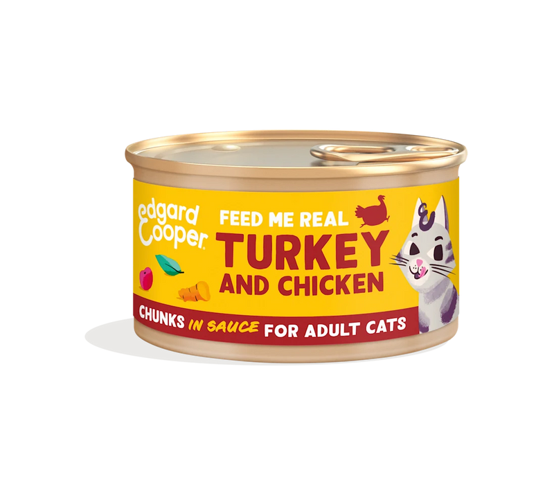 Edgard & Cooper Cat Adult Turkey And Chicken Chunks In Sauce 18 x 85 gr