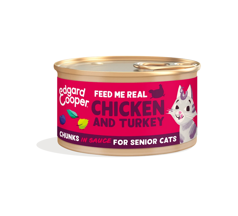 Edgard & Cooper Cat Senior Chicken And Turkey Chunks In Sauce 18 x 85 gr