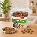 Katten snoepjes snackjes Sanal kat fish trio cups, 75 gram