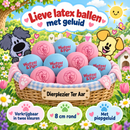 Hondenspeelgoed Speeltjes Woezel en Pip Latex woezel latex bal roze-blauw  8 cm met piep geluid