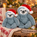 Hondenspeelgoed kerst luiaard pluche met kerstmuts grijs 35-40 cm