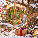 Vogelvoeders Buitenvogels Voederkrans met pindanet en decoratie