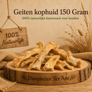 Honden snacks 100% natuurlijke Geiten Kophuid 150 Gram ( Zeer geschikt voor honden met allergieën )