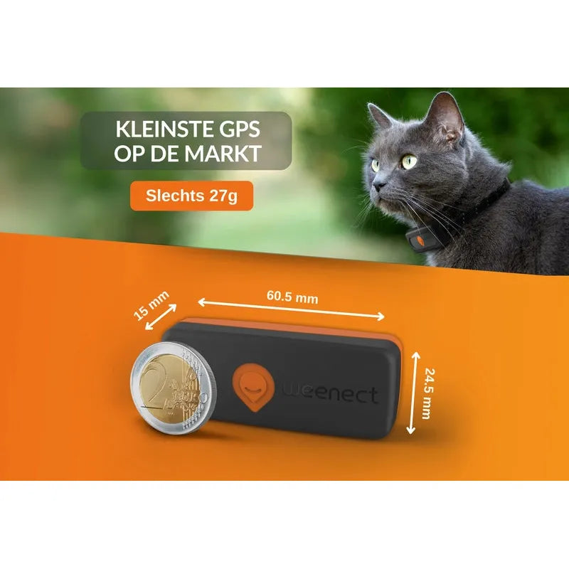Honden/katten halsbanden GPS tracker voor katten - Weenect XS Zwart