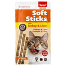 Katten snoepjes snackjes Sanal kat soft sticks kalkoen en lever, pak a 3 stuks.