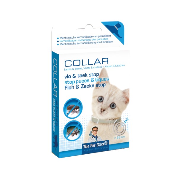 Katten vlooienen/Teken halsband Pet Doctor Vlo & Teek Stop Halsband Kat 38 cm