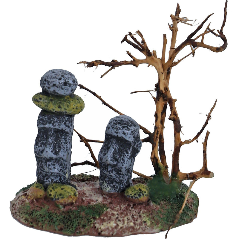 Boon aqua deco ornament polyresin paaseiland met houten boom, 8 cm.