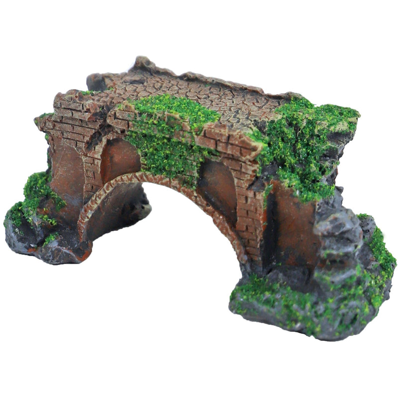 Boon aqua deco ornament polyresin ruïne brug met mos, 11 cm.