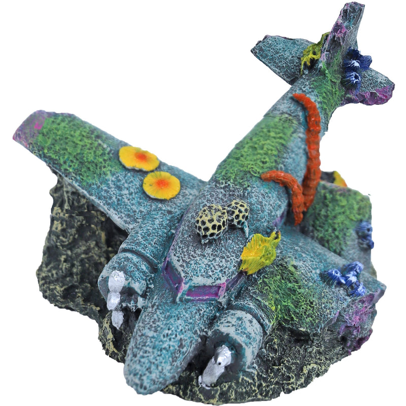Boon aqua deco ornament polyresin gezonken vliegtuig, 21x17x13 cm.
