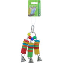 Vogelspeelgoed Boon triple dangle hout en 3x metalen bel, 18 cm.