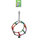 Vogelspeelgoed Boon ringschommel met kralen en metalen bel, 21 cm.