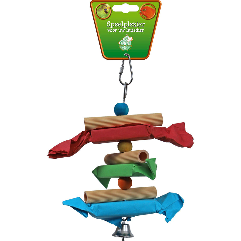 Vogelspeelgoed ladder hout/kunststof met papier, 20 cm.