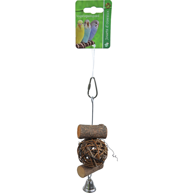 Vogelspeelgoed Boon vogelspeelgoed stok hout met bal en bel S, 16 cm.