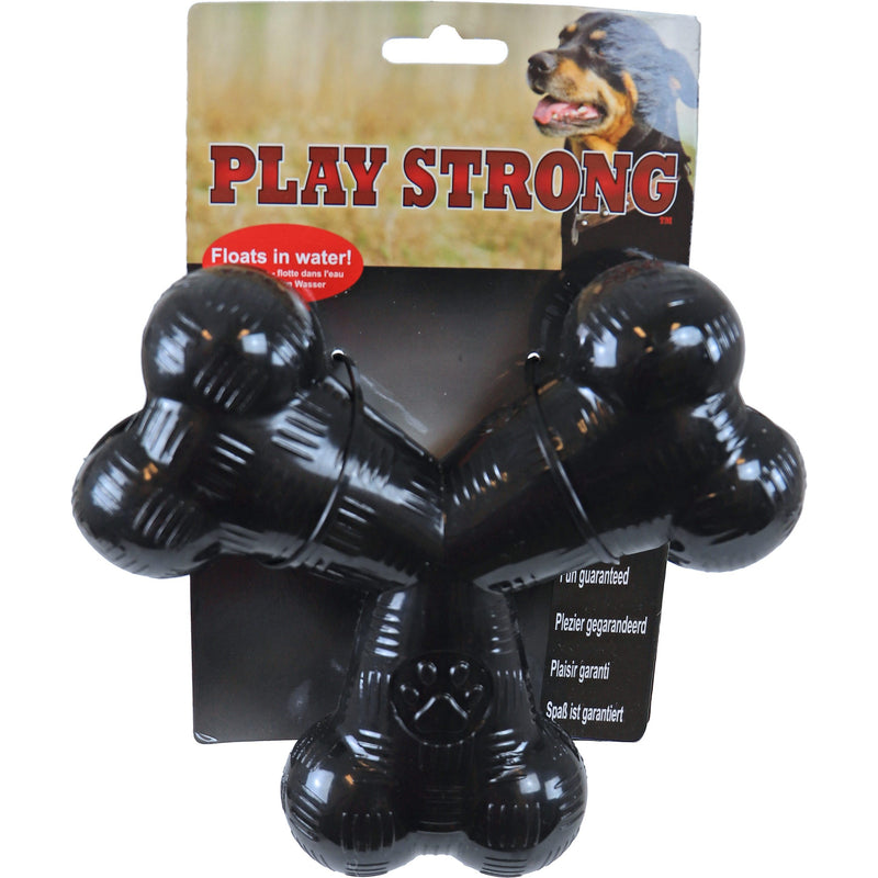 Hondenspeelgoed Play Strong rubber tri-bot 15 cm, zwart.
