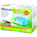 Savic hamsterkooi met buis Spelos metro, blauw.