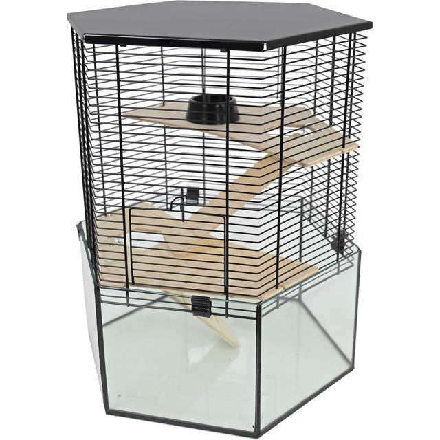 Boon Interzoo hamsterkooi Vision Hexo Zwart - Dierplezier.nl