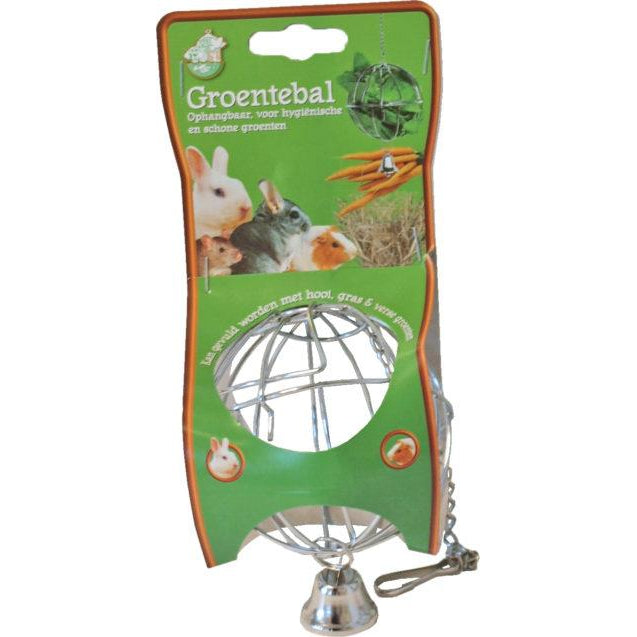 Metalen hooi- of groenvoerballen met bel chroom