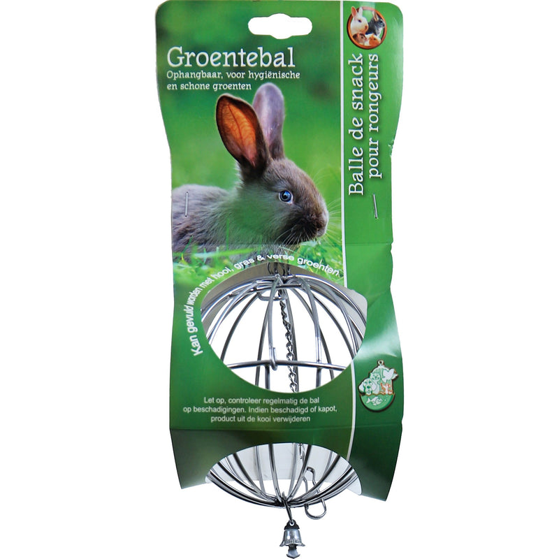 Metalen hooi- of groenvoerballen met bel chroom