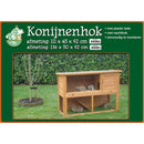 Konijnenhok bouwpakket met ren en plastic lade, bruin