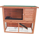 Konijnenhok bouwpakket met ren en plastic lade, bruin