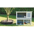 Konijnenhok bouwpakket met plastic lade en ren, grijs/wit