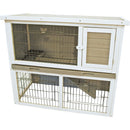 Konijnenhok bouwpakket met plastic lade en ren, grijs/wit