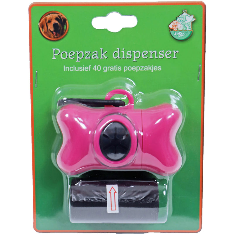 Poepzak dispenser botmodel roze, inclusief 2x20 poepzakjes.