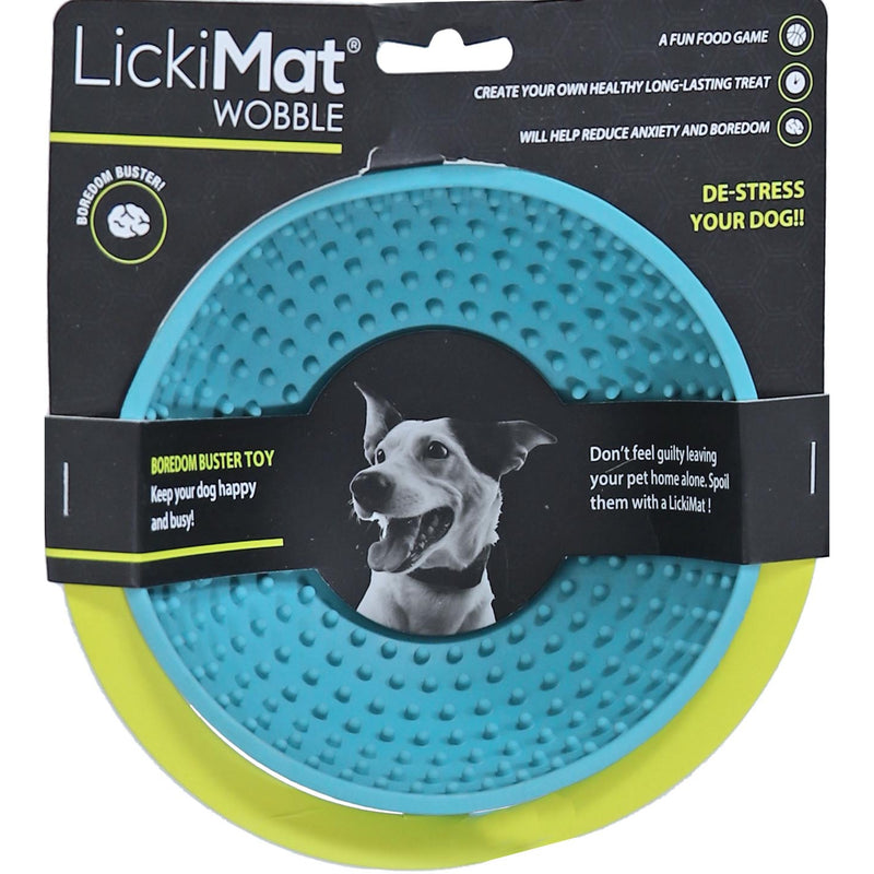 Schrokbak Honden voeding bak  Mat hond likmat Wobble turquoise, 17x8 cm.