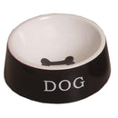 Honden drink- en eetbakken steen zwart/wit - Dierplezier.nl