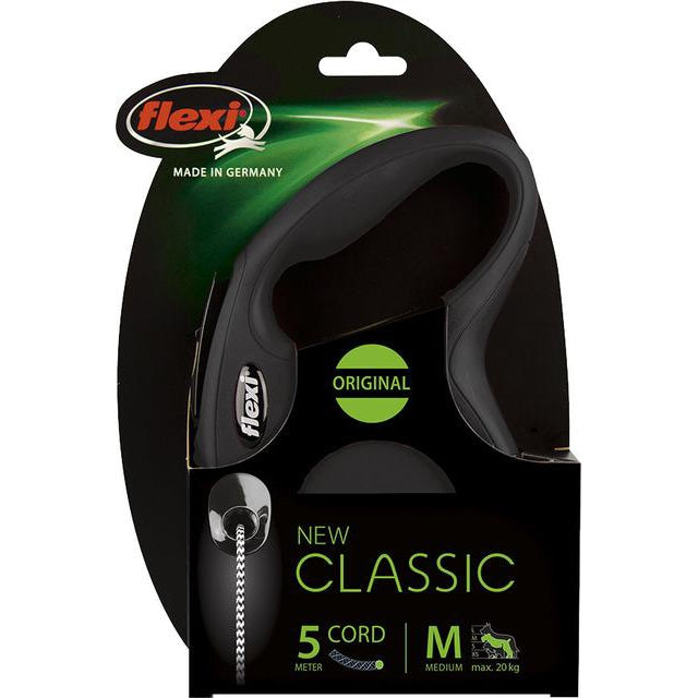 Flexi rollijn CLASSIC cord M, zwart. (5 meter) - Dierplezier.nl