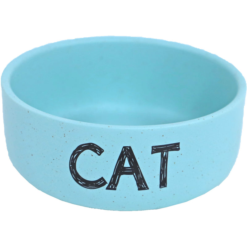 Katten voer/water bakken Boon eetbak steen CAT mat mintblauw, 12 cm.