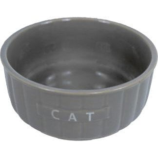 Katten voer/water bakken  steen ribbel Grijs, 12 cm.