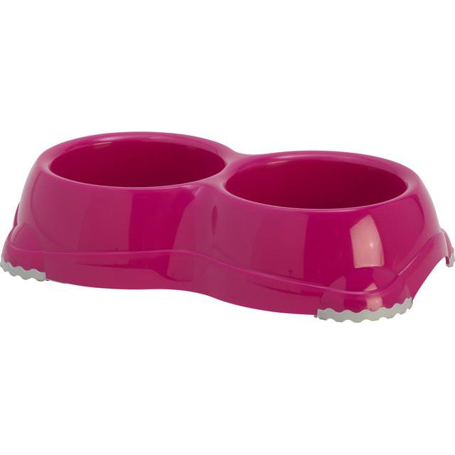 Boon Moderna plastic katten eet/drinkbak dubbel 'Smarty' 2 Roze - Dierplezier.nl