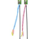 Kattenspeelgoed hengel softy met veer en bel, blauw / roze.