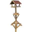 Voederhuis bruin met dakleer dak en voederplateau. - Dierplezier.nl