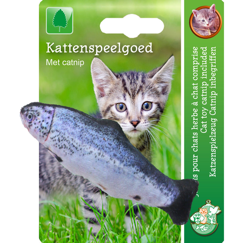 Boon kattenspeelgoed vis met catnip blauw/grijs, 11 cm.