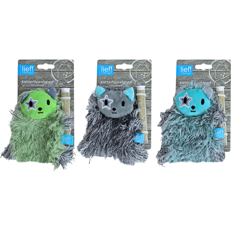 lief! Boys kattenspeelgoed kat met tube catnip assorti, 12 cm