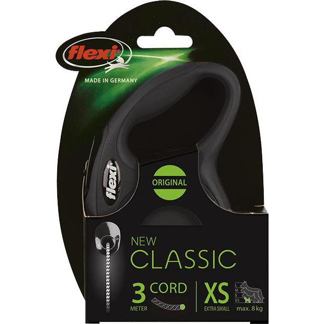 flexi rollijn CLASSIC cord XS, 3 meter zwart - Dierplezier.nl